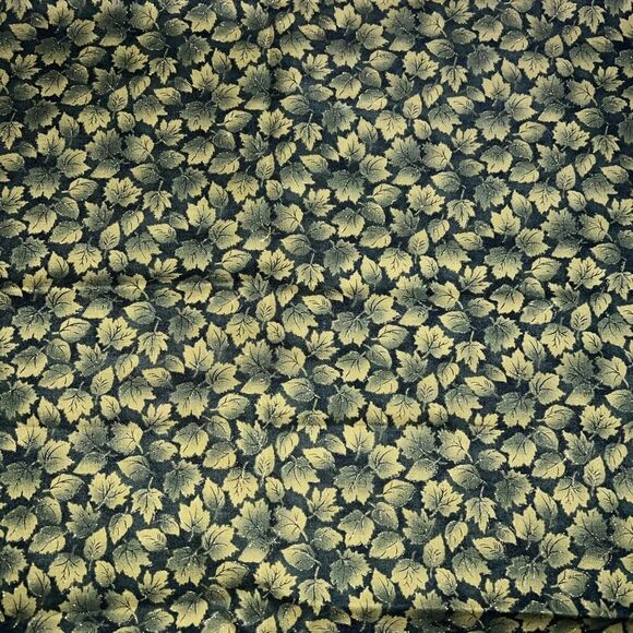 Green Fall Leaves Fabric with Sparkles 24" x 42" - Picture 1 of 4